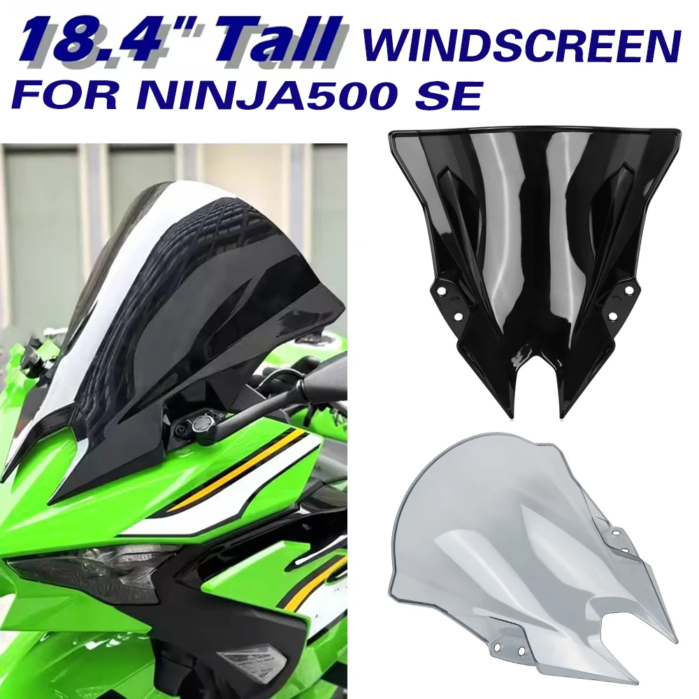 

Tall Windshield Visor Windscreen For Kawasaki Ninja500 Ninja 500 SE 2024 2025-UP Double Bubble Screen Fairing Wind Deflector
