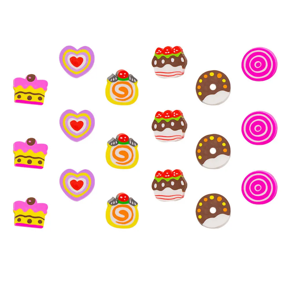 18 قطعة محايات كعكة الدونات الحلوة محايات Tpr لطيف على شكل حلوى لمجموعة ممحاة قلم رصاص طويلة الأمد هدية القرطاسية #2