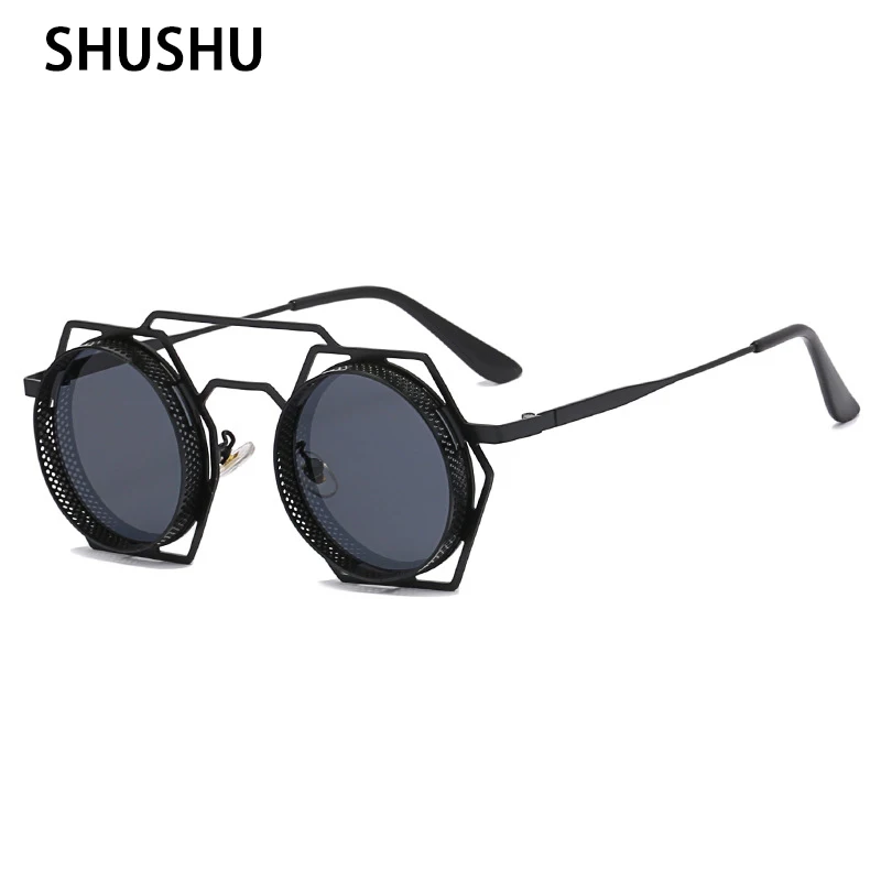 A59 2023 New Trend Men\'s Square Metal Sunglasses Hip Hop Punk Personality Exaggeration Hollow out Male Sunvisors UV400