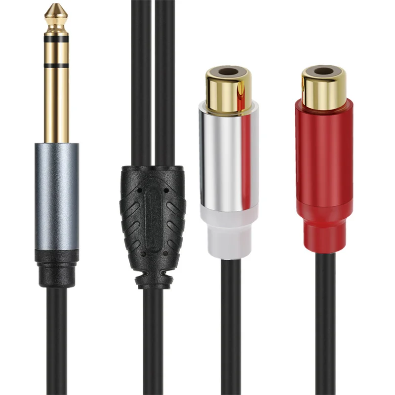 6.35 mm to 2RCA Cable, Gold Plated  6.35mm 1/4 inch Male TRS to Stereo 2 RCA Female Splitter Audio Adapter Cable