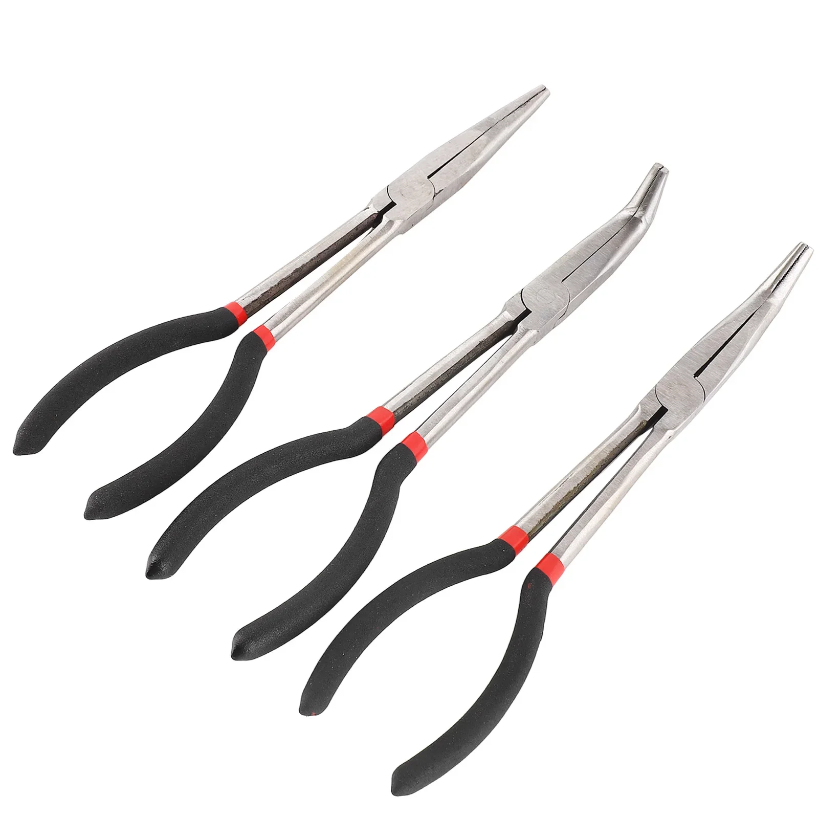 3PCS Needle Nose Pliers 11 Inch Steel Extended Straight 45 Degrees 90 Degrees Long Nose Pliers