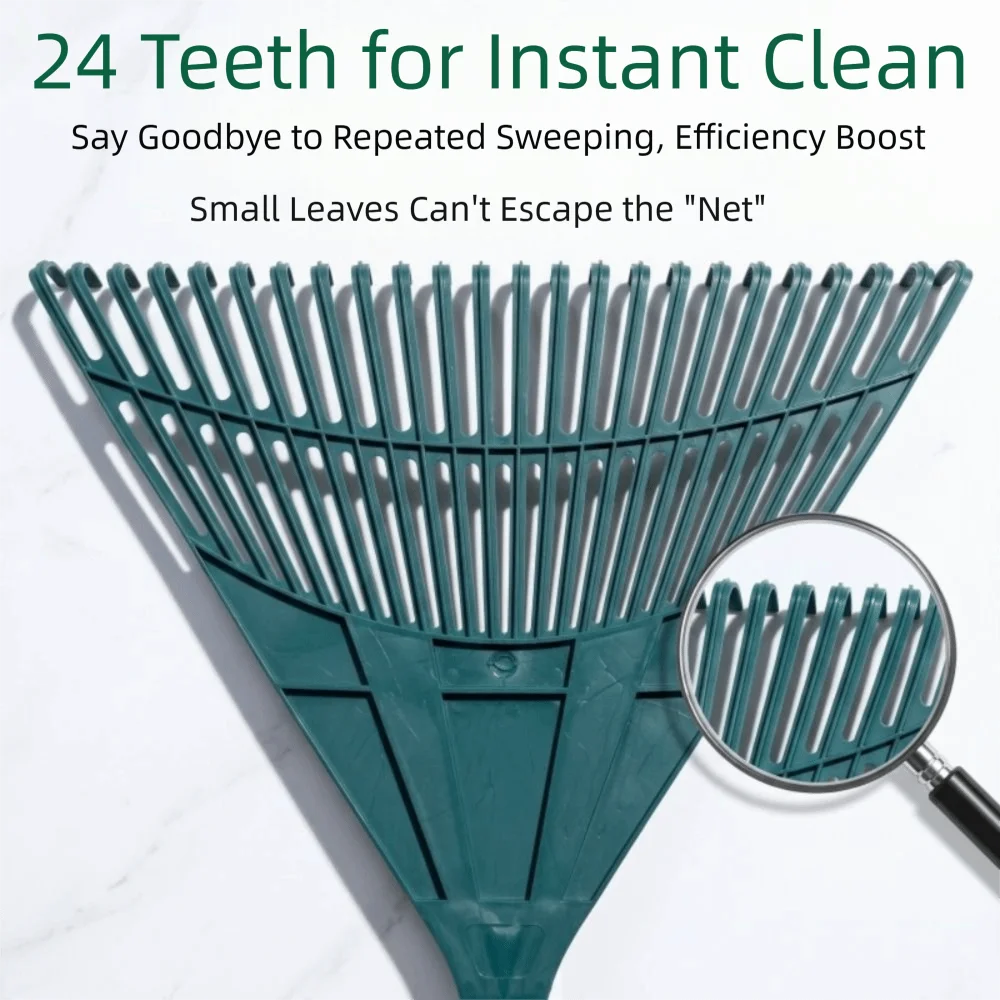 Plastic Grass Rake High Strength High Hardness Leaf Rake Portable Compact Heavy Duty Gardening Tool Narrow Space Gardening