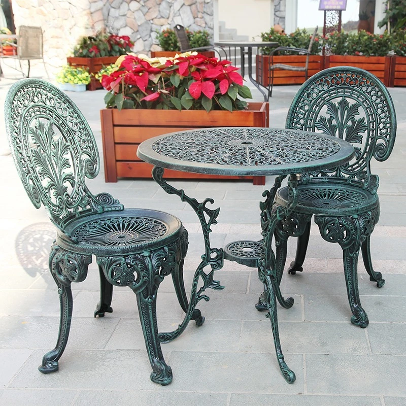 Hot Sale Outdoor Cast Aluminium Garden Furniture Metal Table Chairs Set for Patio for Hotels Villas Entry Bedroom Hospitals