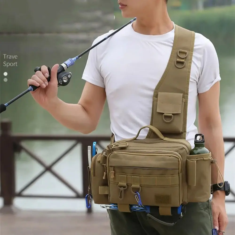 

Waist Fanny Multi functional Lure bag Waterproof Crossbody Fishing Lure Backpack with Rod Holder Wear-Resistant