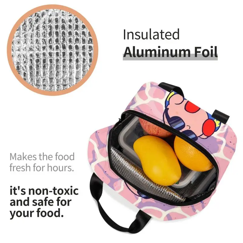 Aangepaste Kirbys Cartoon Game Thermisch geïsoleerde lunchtassen Dames Herbruikbare lunchtas voor buitenpicknickopslag Voedseldoos