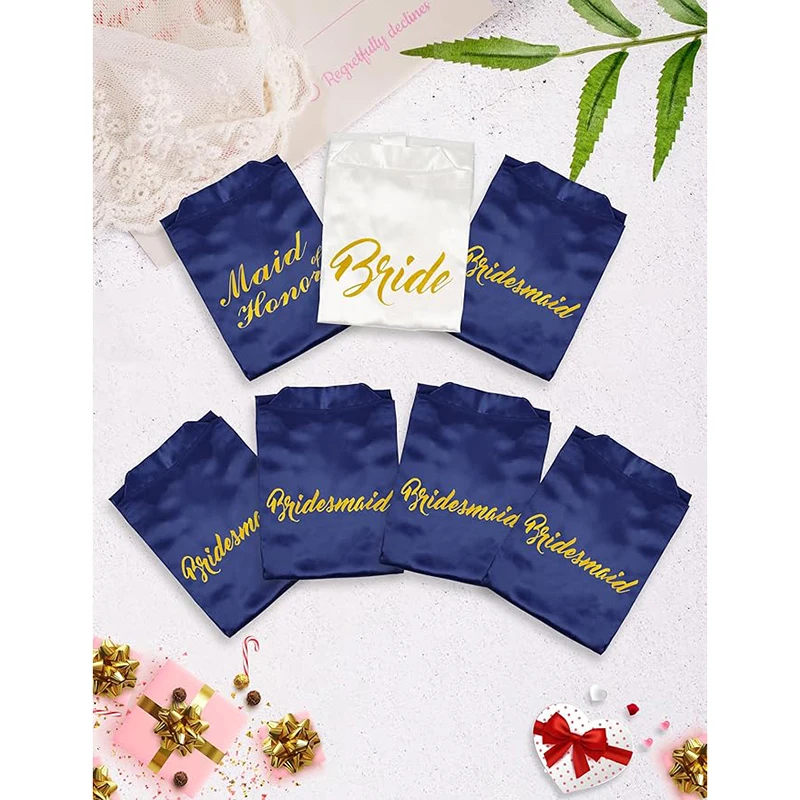 

New Bathrobe Bride Satin-Silk Robe Women Bridal Party Sister Team Mother Shower Gift Bridesmaid Wedding Short Robes YE7883