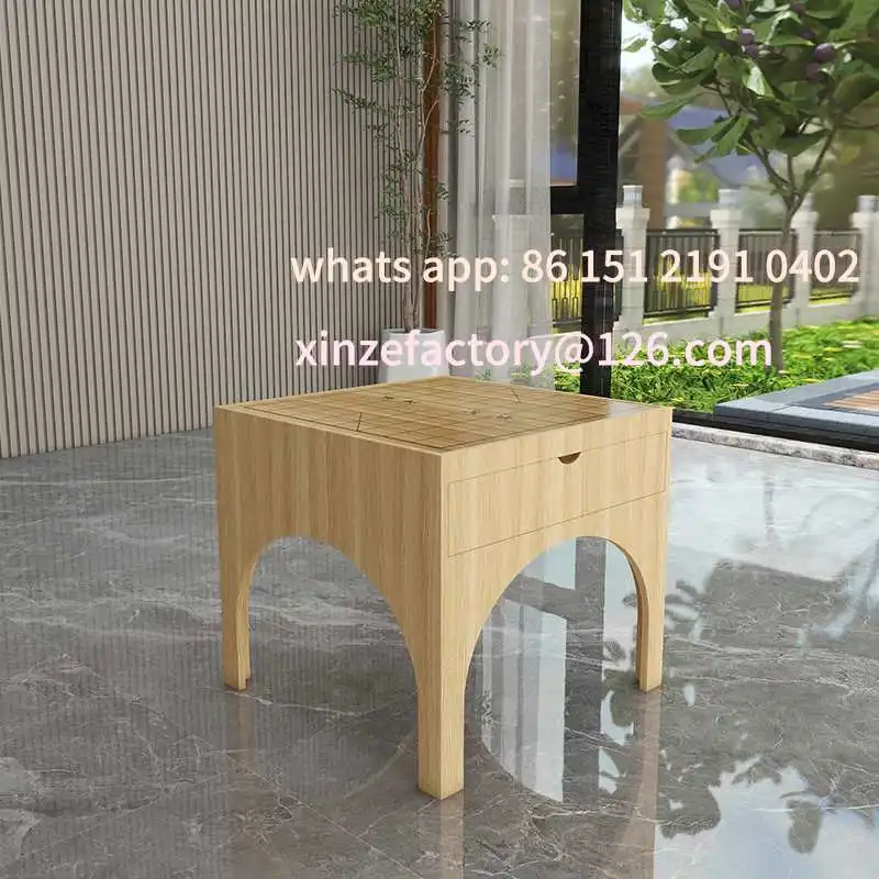 طاولة شطرنج وكرسي قابل للتخصيص، شرفة أرضية فارغة، طاولة ترفيهية من الخشب الصلب، رقعة شطرنج على الوجهين #3