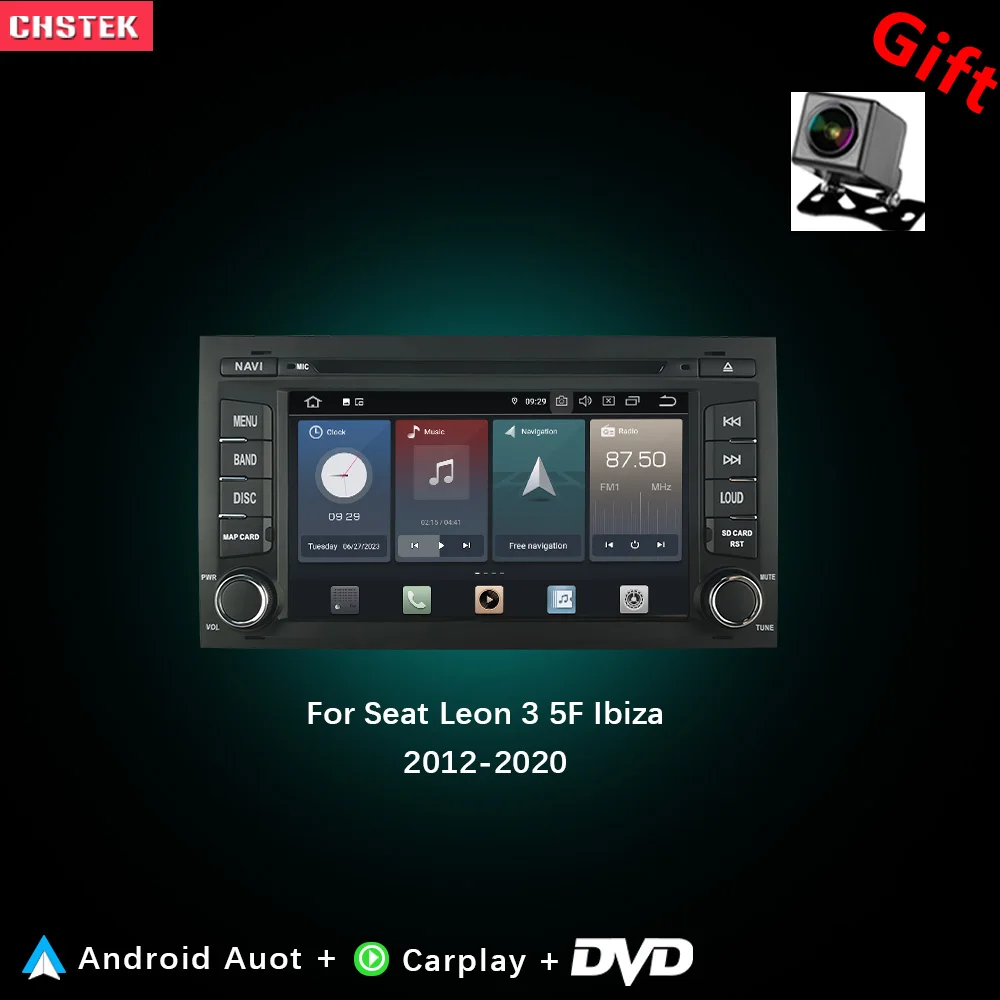 

Автомобильный радиоприемник CHSTEK DVD Carplay для Seat Leon 3 5F Ibiza 2012-2020, стерео навигация, Bluetooth, Wi-Fi, мультимедийный плеер, Android 14