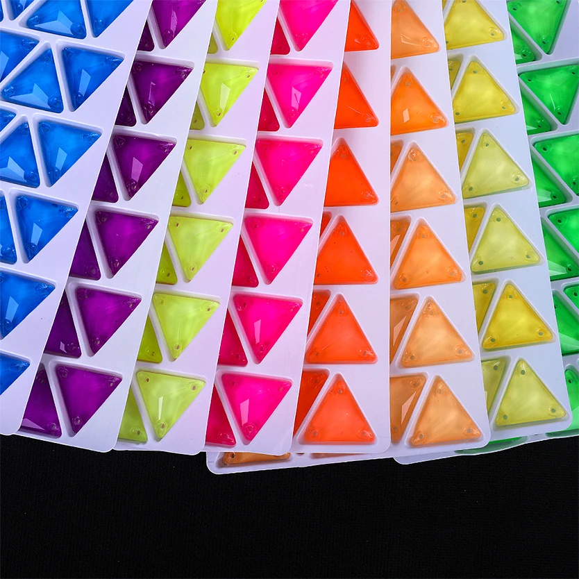 VC Neon Fluorescent Triangle Sew on Rhinestone Triangle Sewing Diamond Glass Diamond Flatback DIY Accessories Wedding