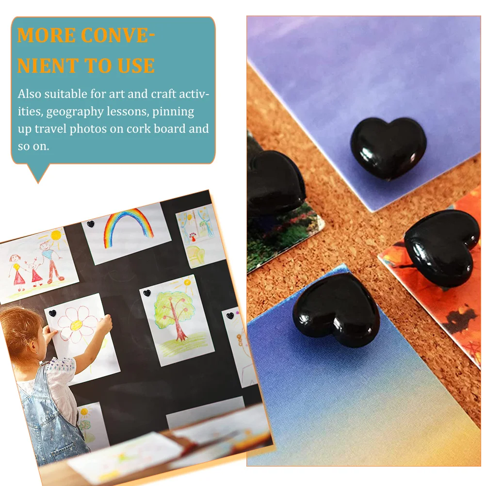 

Heart Shaped Push Pins Black Decorative Pushpins For Wall Office Map Marking Bulletin Board Thumbtacks Cork Board Pins