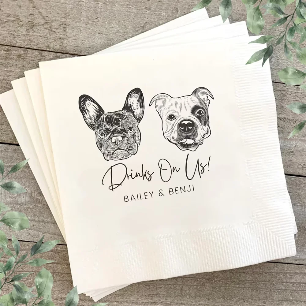 

Custom Illustrated Cat Wedding Napkins, Bridal Shower, Engagement Party, Custom Bar Napkins, Custom Pet Wedding Napkins, Cat Nap