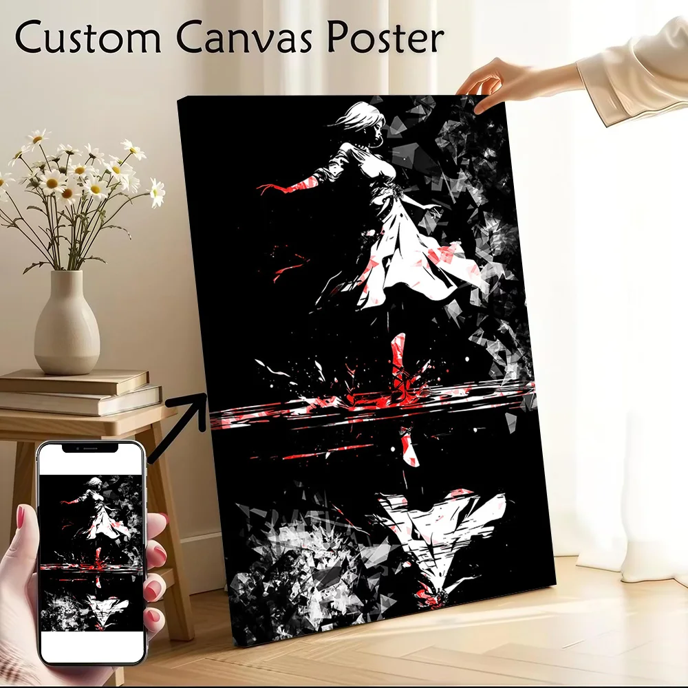 Woman in White Dress Shattering Canvas Wall Art Poster Custom Photo Print Modern Painting for Fans Decorative Paintings Bedroom