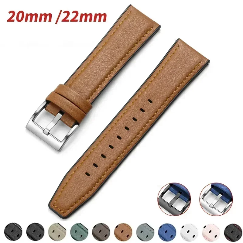 20mm 22mm Leder-Silikon-Armband für Huawei GT6/5/4/3 46mm Universelles Armband für Samsung Galaxy Watch 7/6/5/4 40 44mm Band