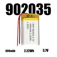 1~10Pcs 902035 3.7 600mAh Polymer lithium battery ，Li-On rechargeable For MP3 GPS DVD Bluetooth Recorder Speaker E-book Camera