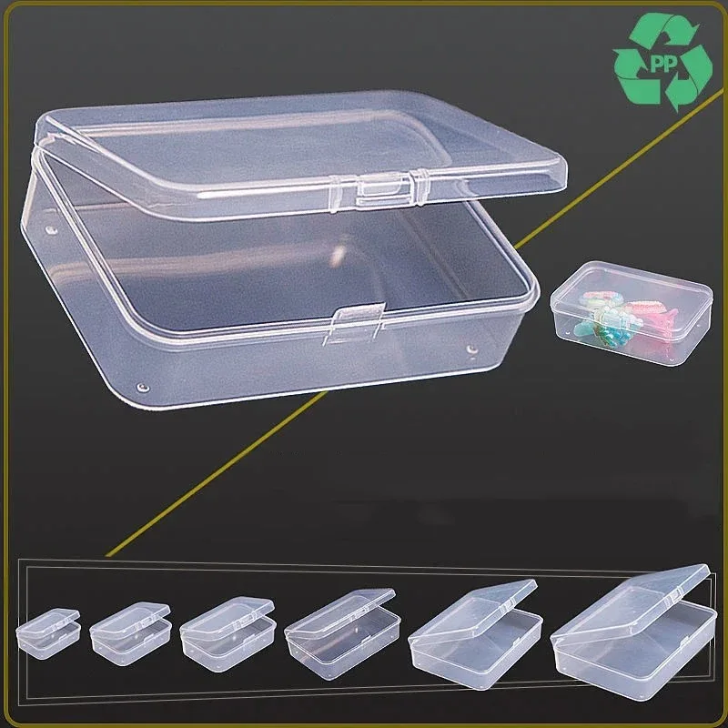 5Pcs PP Storage Box Mini Transparent Plastic Case Container Square Rectangle Packaging Box for Jewellry Beads Small Items