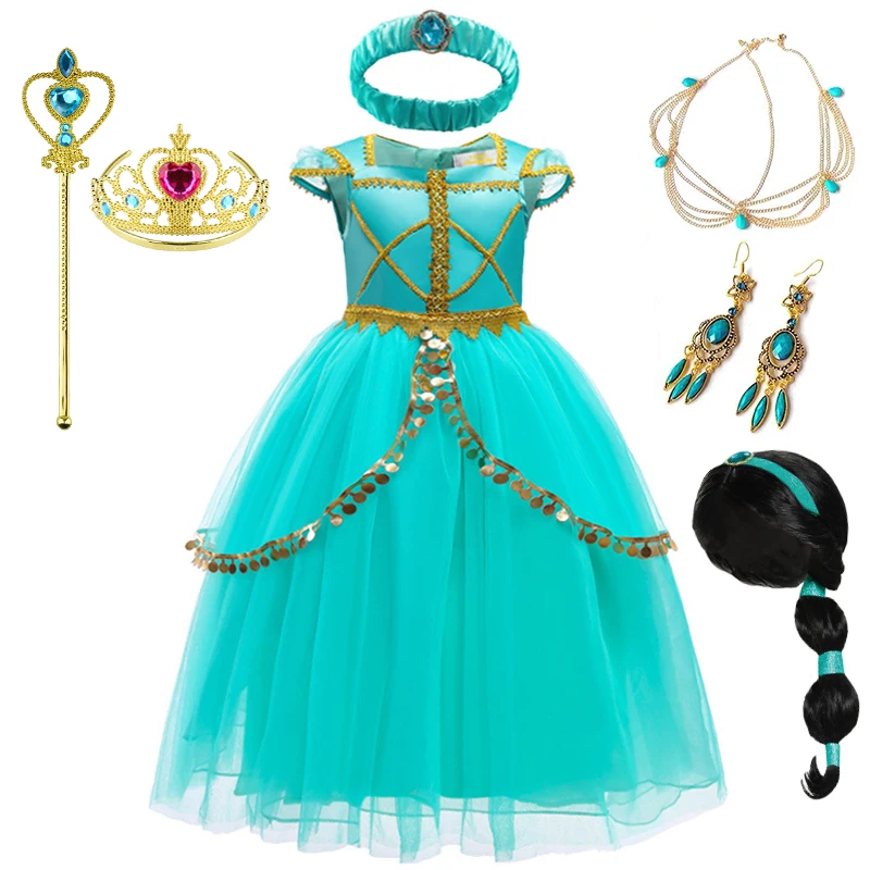 

Wholesale Fancy Girl Jasmine Princess Aladdin Dress Halloween Cosplay Kids Stage Performance Masquerade Birthday Party Costume