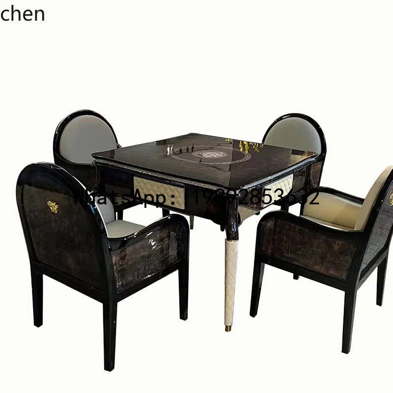CP light luxury solid wood mahjong dining table integrated villa club high-end household automatic mahjong machine table