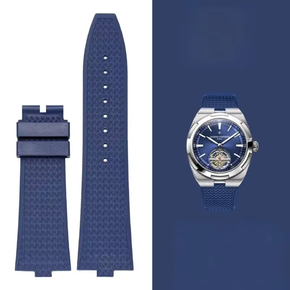 FKM Rubber Strap Fit For Vacheron Constantin Overseas 4500V 5500V 7900V Steel End Linking Watch Band
