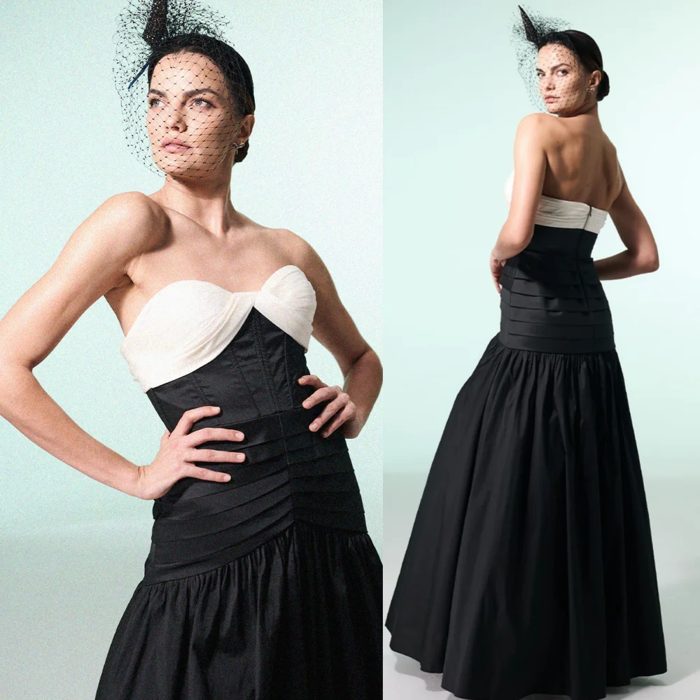 

Customized Exquisite Jersey Pleat A-line Strapless Long Dresses Bespoke Occasion Sizes Available Elegant