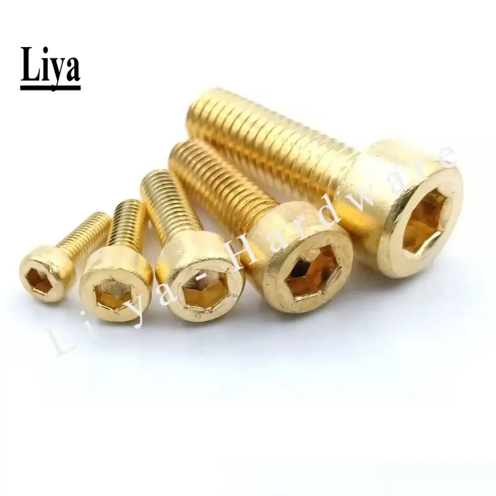 1-50pcs DIN912 M3 M4 M5 M6 M8 Pure Brass Hex Hexagon Socket Cap Head Screws