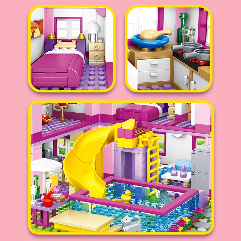 1018 قطعة مدينة 1 تغيير 3 الصيف منزل مزدوج فيلا الشريحة اللبنات الأصدقاء لتقوم بها بنفسك حديقة هدايا عيد الميلاد عيد الميلاد #4