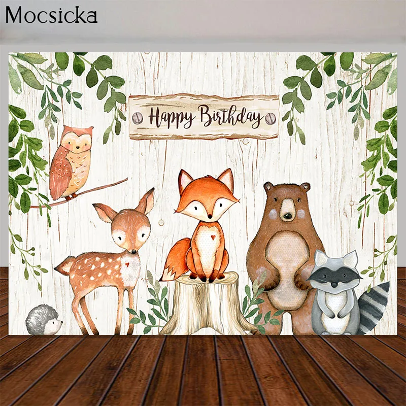 Toile de fond de fête d'anniversaire sur le thème de la jungle safari, fond de photographie de fête préChristophe, décor de table de gâteau, bannière de calcul de terre, feuilles vertes