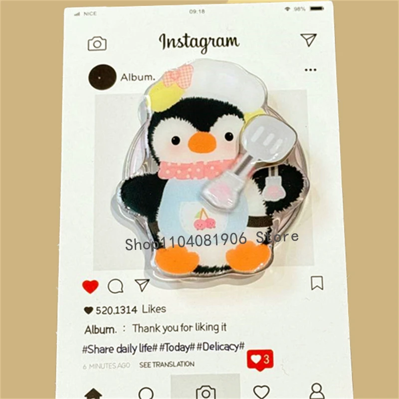 

Korean Cute Cartoon Rotate Chef Penguin Magnetic Holder Phone Stand Griptok Grip Tok Support For iPhone For Magsafe Accessories