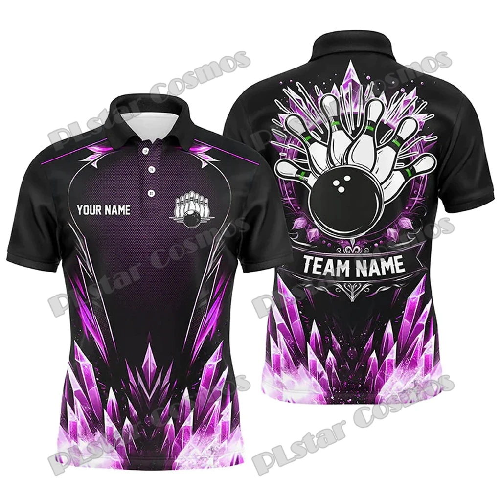 Ice Jade Bowling Ball And Pins Team League Customized Name 3D Printed Men's Polo Shirt Summer Unisex Casual Polo shirt WK235