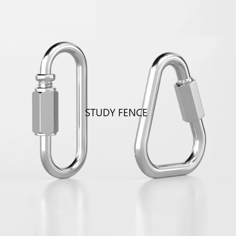 5pcs Stainless Steel Elliptical/triangular Connecting Ring, Runway Buckle, Climbing Insurance Buckle, Chain Buckle Ring