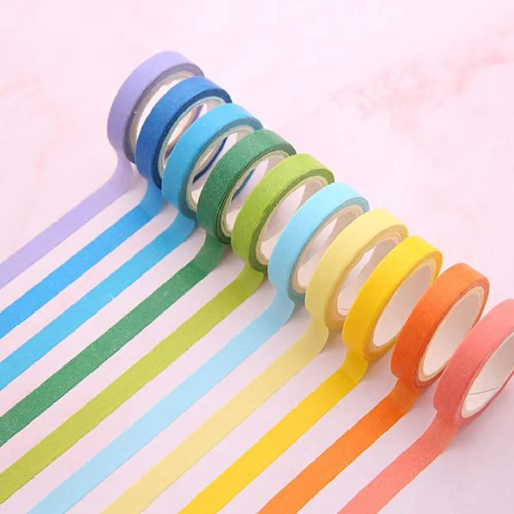 Scrapbooking Sticker Adhesive Tape Hand Account Decorative Tape Solid Color Tape Set Masking Sticky Paper Sticky Stationery