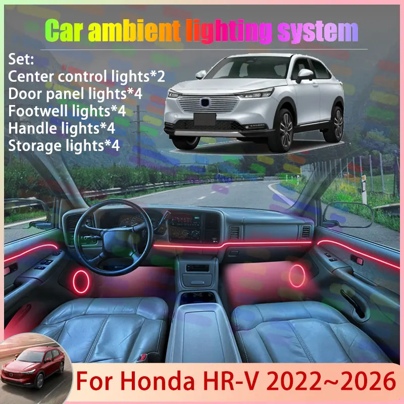 

For Honda HR-V MK3 RV3 RV4 Vezel e:Ny1 2022~2026 2/18 in 1 Car Atmosphere Light Lamp RGB Shade Ensemble Streamer Atmosphere Set