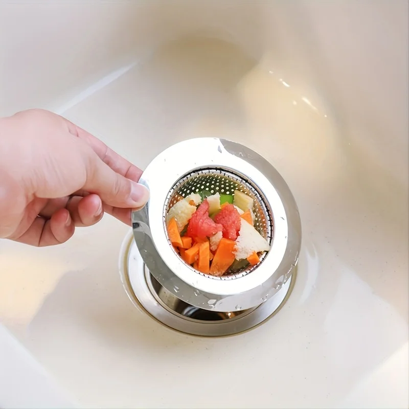 2pcs Stainless Steel Kitchen Sink Drain Filter, 4.5 Inch Wide‑edge Food Catcher, Universal Sink Basket Strainer