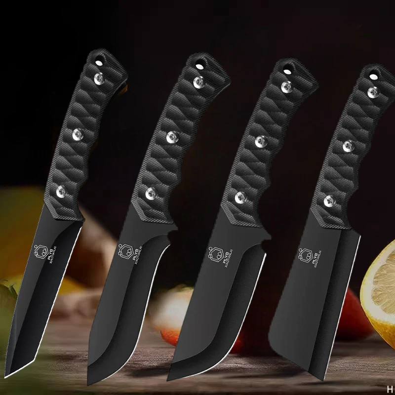 PLYS 1-3PCS Kitchen Knife Set,High Hardness Stainless Steel Fruit Knife Meat Cleaver Cooking Vegetable and Meat Cutting Knife