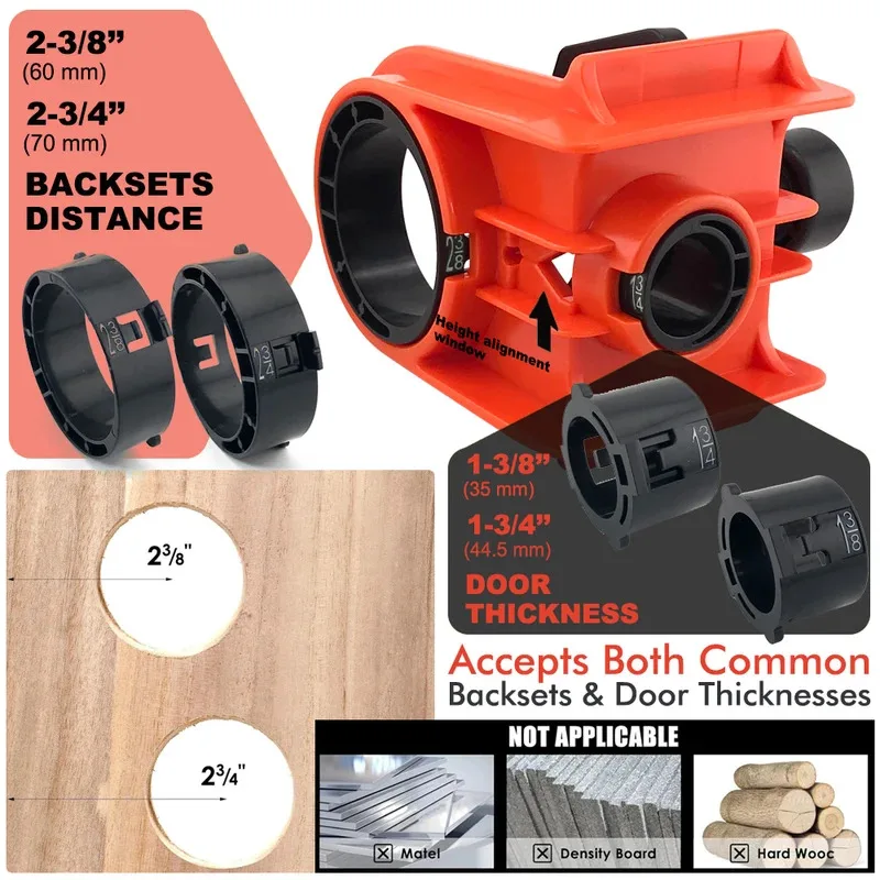 Ball Lock Hole Opener Door Lock Installation Kit C-Clamp Design Only for Wood Doors 2 Adjustable Bushings Easy Installation