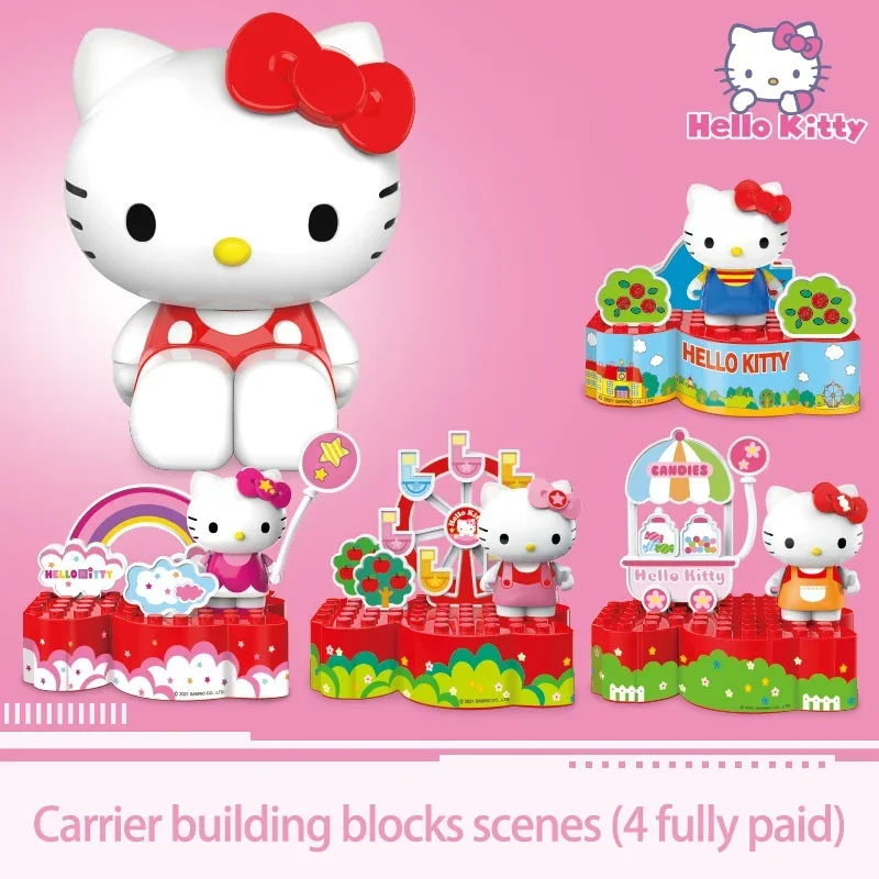 Sanrio Blind Box HeloKitty Carrier Park Puzzle Assembly Model Kawaii Decorative Ornaments Children's Toys Birthday Gift