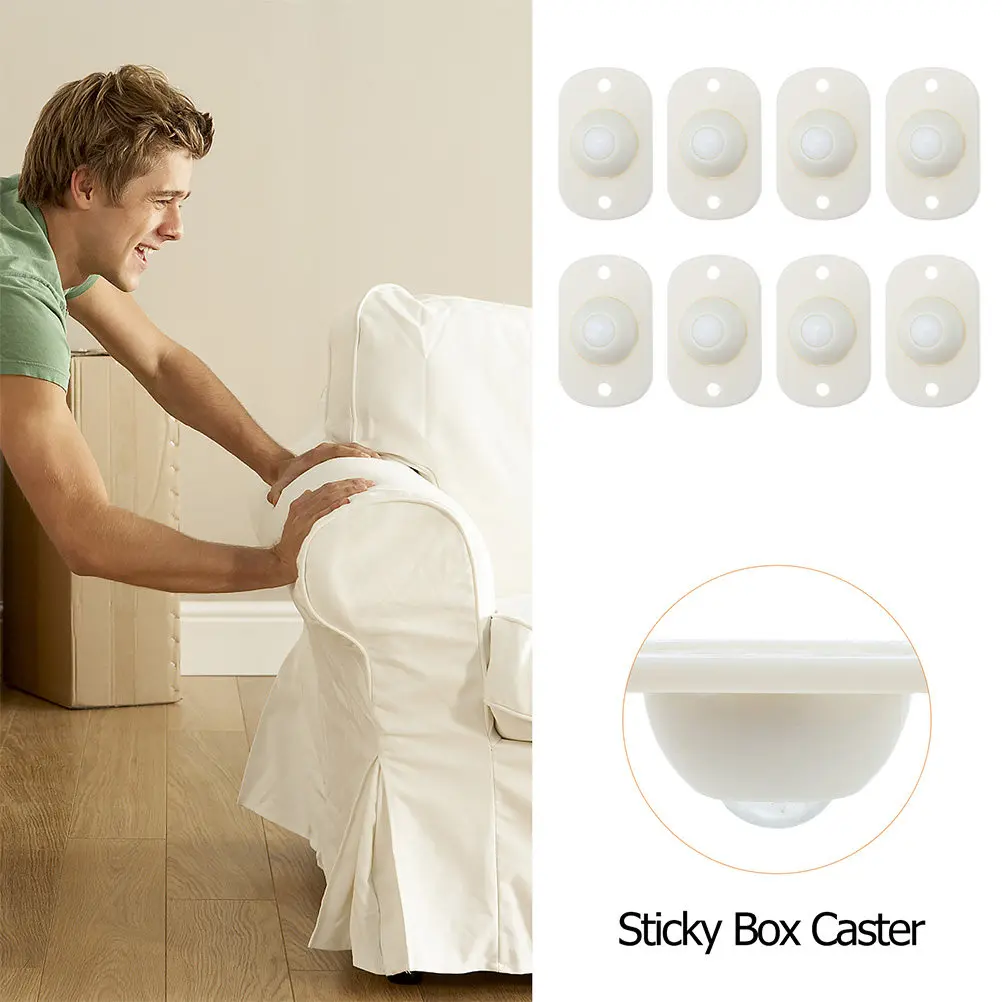 12Pcs 360 Degree Rotating Adhesive Caster Wheels for Trash Can Storage Box Household Mini Casters Wear-Resistant ABS Portable