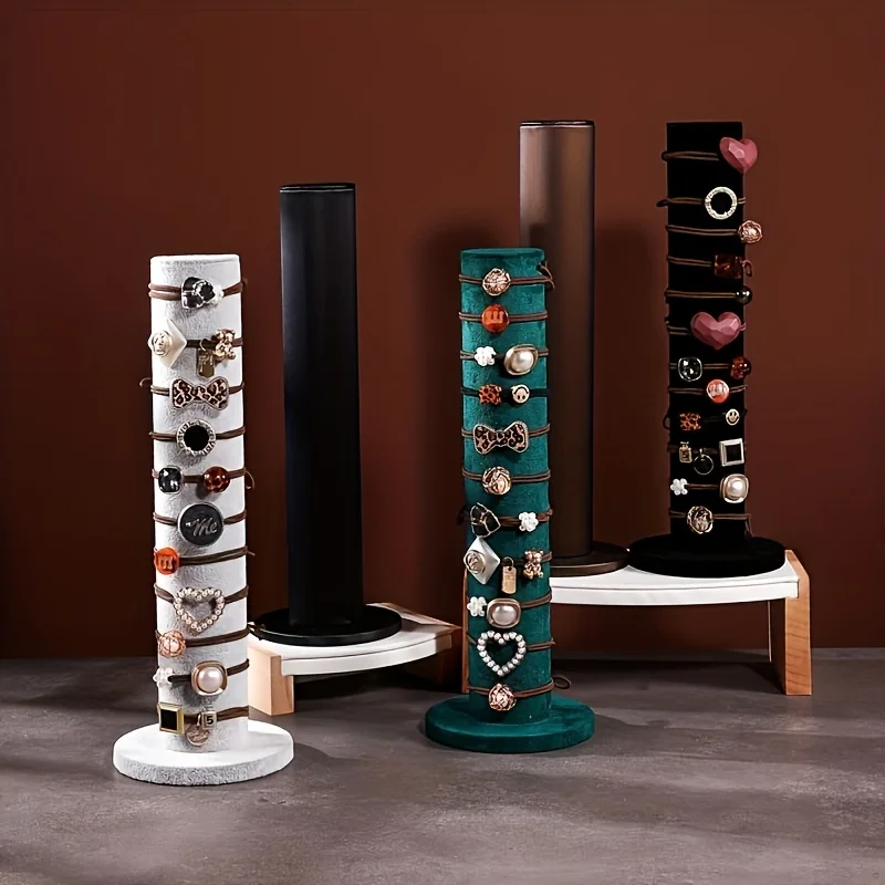 Velvet Cylinder Hair Accessory Display Stand Desktop Hair Tie Scrunchie Holder For Hair Rope Shop Organizer