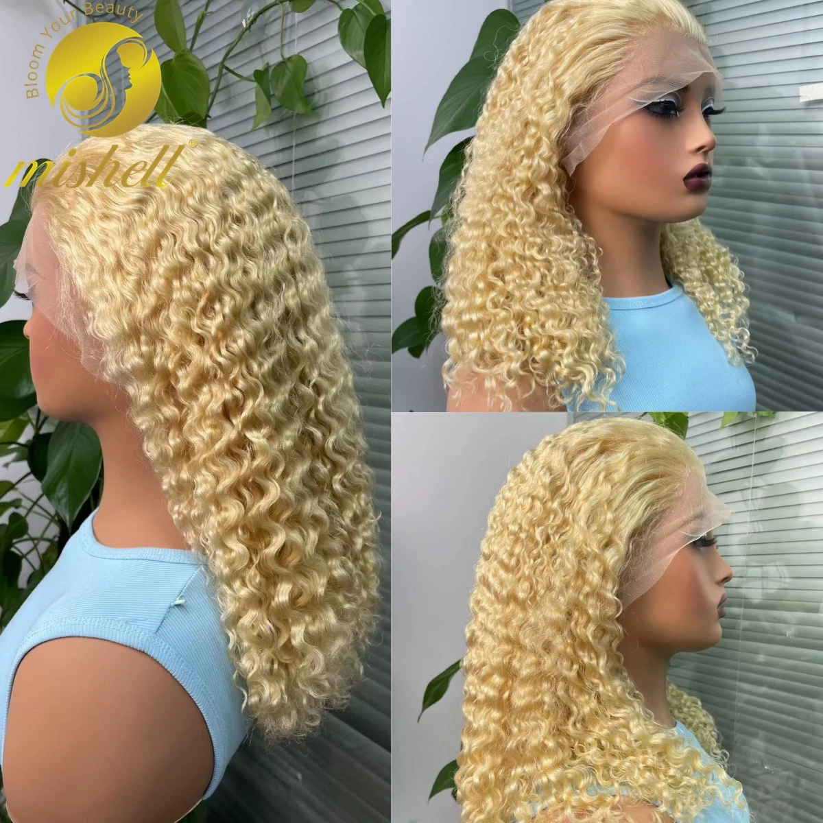 250% Density 613 Blonde Bouncy Curly Human Hair Wigs 13x4 Lace Front Water Wave Brazilian Remy Hair Wig with Baby Hair for Women