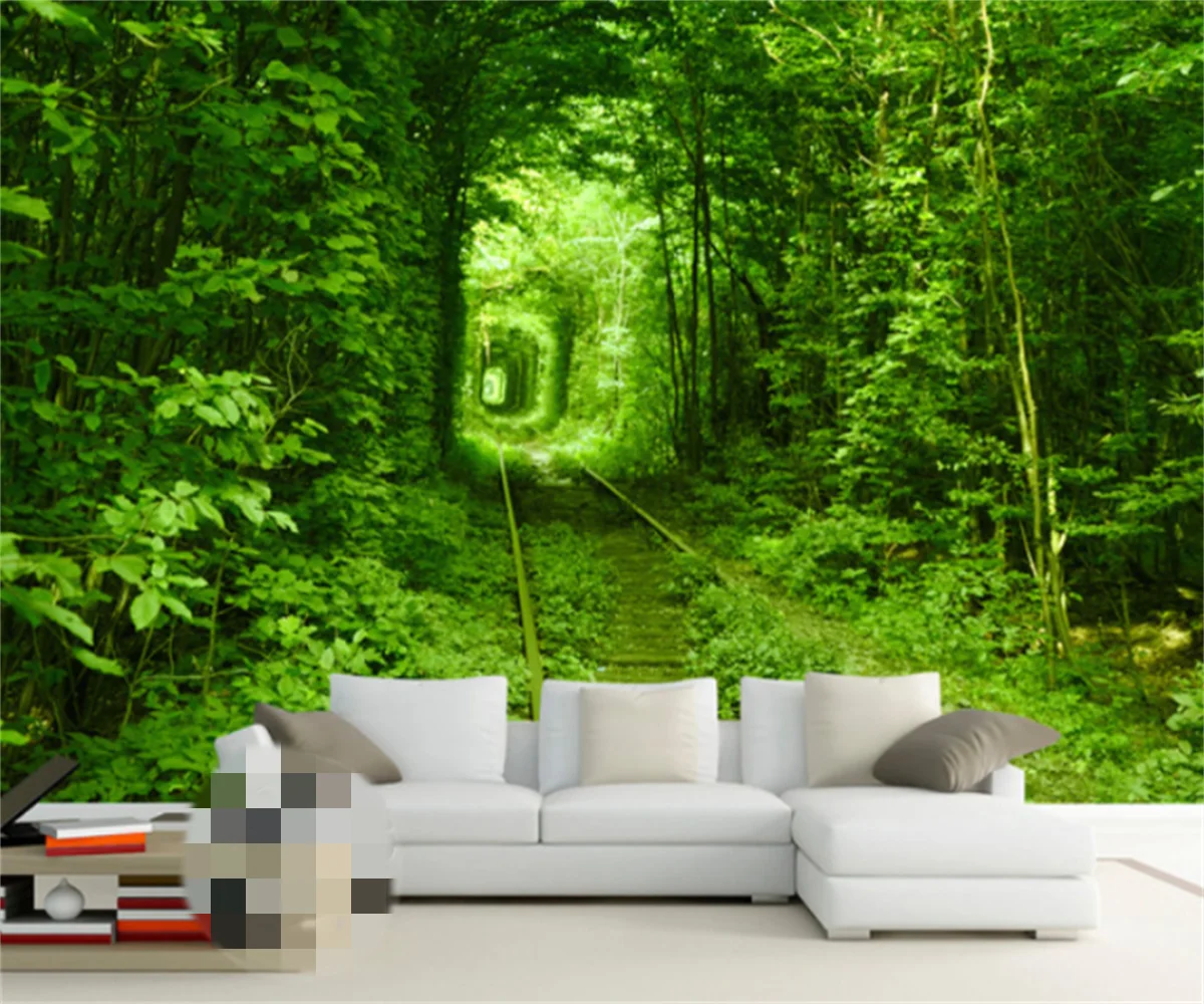 

Customized 3D arbitrary size wallpaper murals modern minimalist landscape forest tree hole tree-lined road background wallpaper