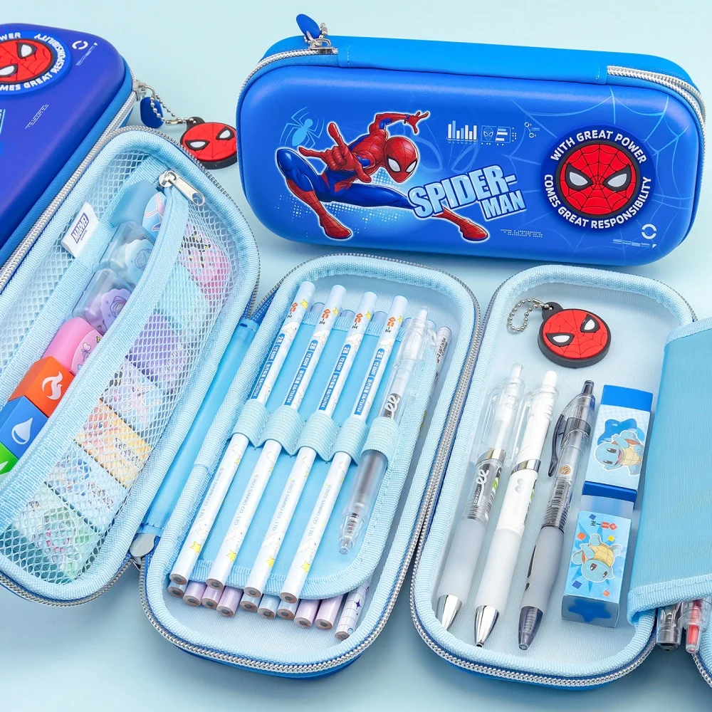 Genuine Disney Marvel Spider Man EVA Pencil Case Eraser Set Large Capacity Zipper Stationery Box for School Office Use view 2