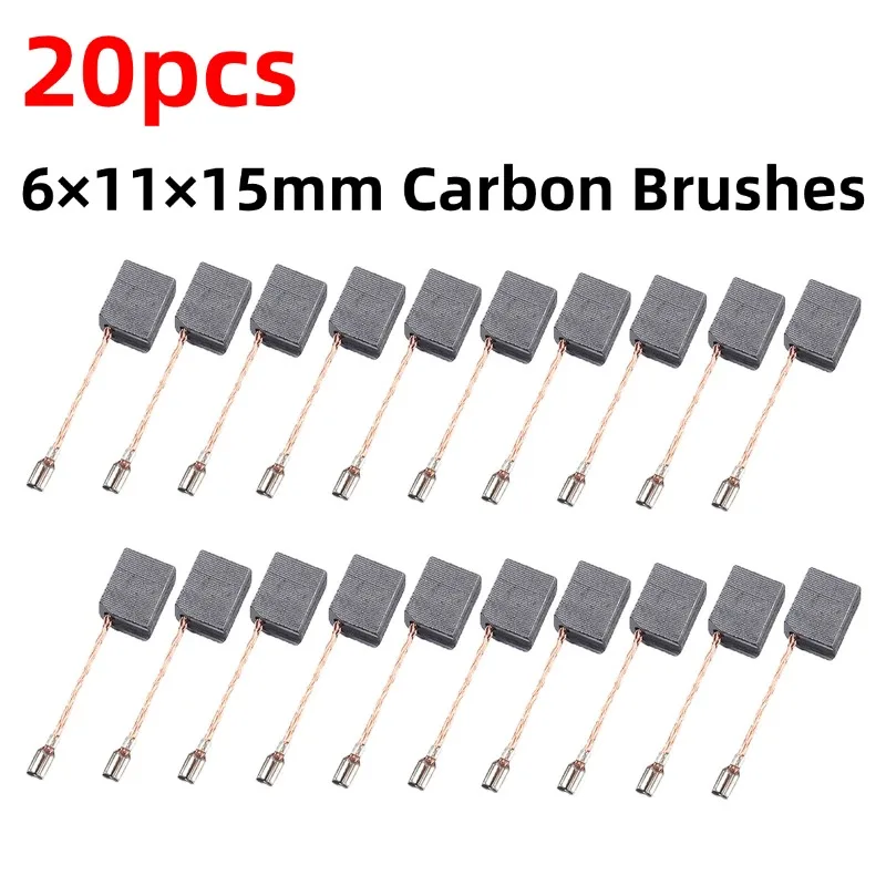 

20pcs Carbon Brushes 6x11x15mm For WU900,WU829,WU771,WU816,S1M-FF05-100S Angle Grinder Carbon Brush Power Tool Accessories