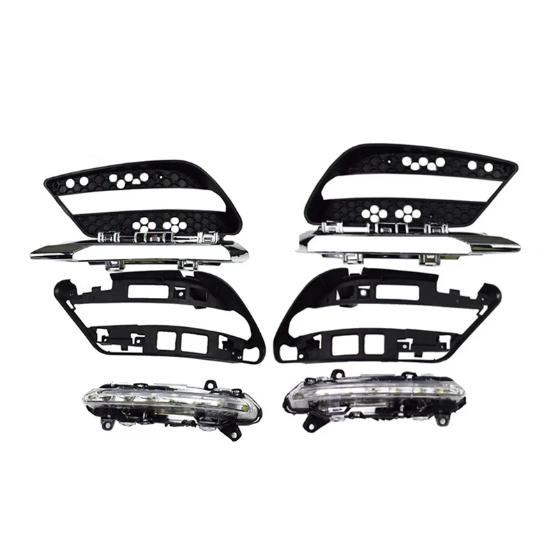 For Mercedes Benz C Class W204 2008-2011 Front LED Daytime Running Light Fog Lamp Grille Kit