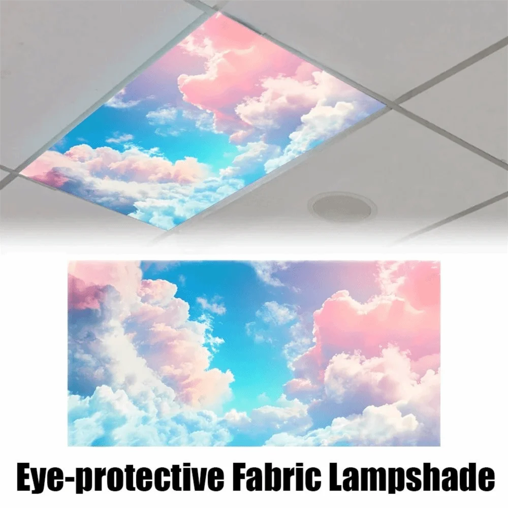 120*60cm Lampshade Anti-glare with 10 Magnetic Buckles Magnetic Light Filters Cloud Forest Fluorescent Light Covers Offices