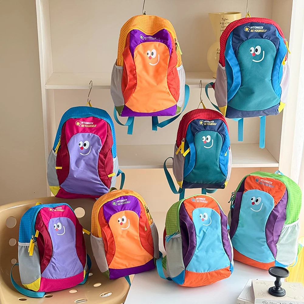 Children's Backpack Girls Schoolbag 4 Colors Cartoon Color Blocking Kids Outdoor Backpack Boys High Capacity Travel Bag