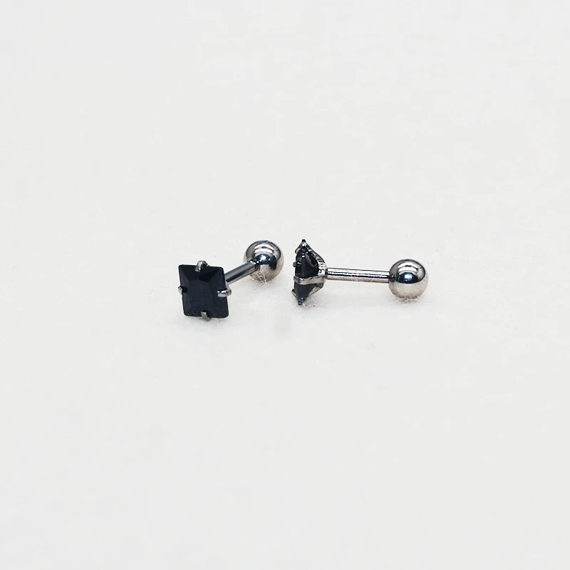 Hypoallergene Ohrstecker aus Edelstahl mit kubischen AAA-Zirkonia-Steinen, minimalistischer Schmuck für Damen, drehbare Kugel, Geschenk, 1,2 x 6 mm. – Detail 4