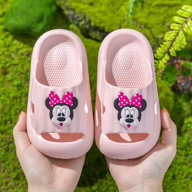 Disney Summer Children\'s Sandals Slippers Cartoon Mickey Boys and Girls\' Non slip Soft Sole Slippers Pink  EVA Shoes Size 24-37