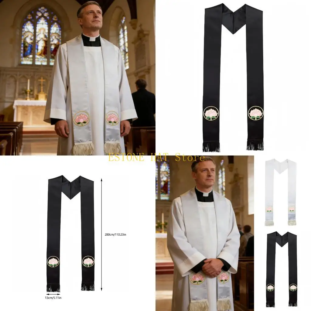 

49MF Breathable Clergy Stole Satine Shawl Scarf With Long Tassels Feature For Church Services And Event Easy Maintenance