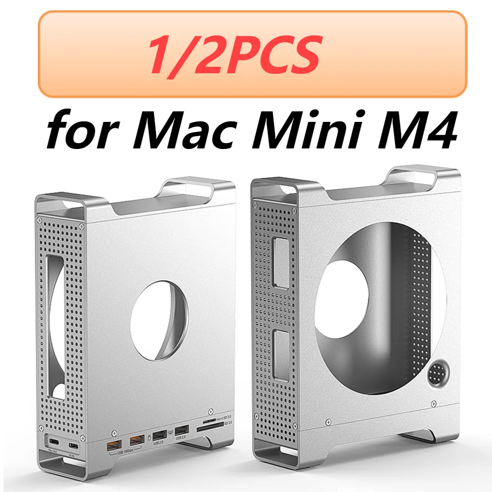 

Док-станция 1/2 шт. с корпусом M.2 NVMe SSD, корпус из алюминиевого сплава для Mac Mini M4, кронштейн, расширительная док-станция, охлаждающий держатель ﻿