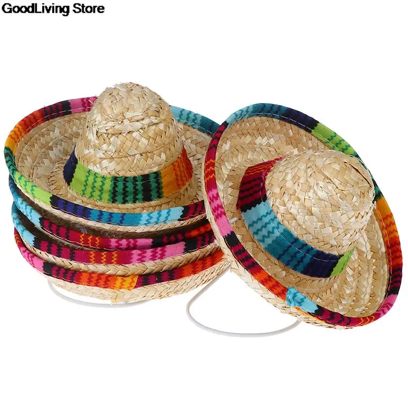 1PC Mini Pet Dogs cappello di paglia messicano Sombrero Cat cappello da sole Beach Party cani Hawaii Pet cappelli colorati accessori per costumi per