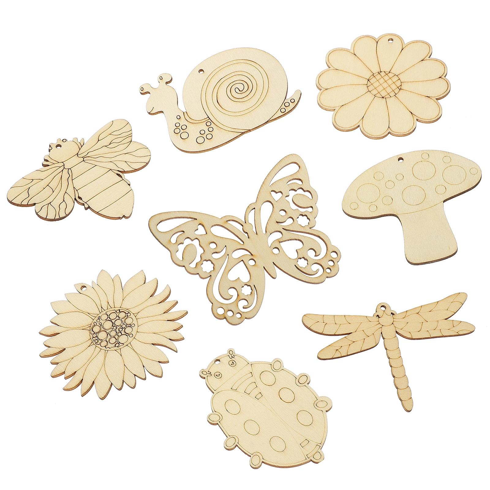 

80pcs Blank Wood Chips Cutouts Unfinished Spring Wooden Flower Slices for DIY Crafts Painting Home Decoration Projects